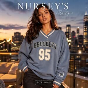 Better Together Brooklyn 95 Varsity Sweatshirt Women’s S Blue Oversized